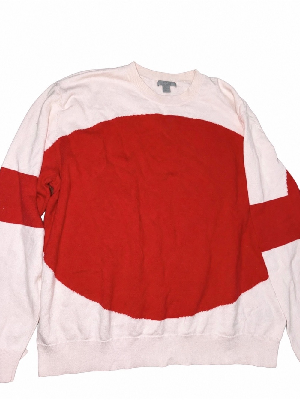 COS White Crewneck Sweater with Red Circle Graphic